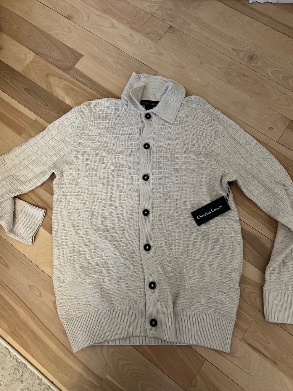 Christian Lacroix Cream Textured Button-Up Sweater